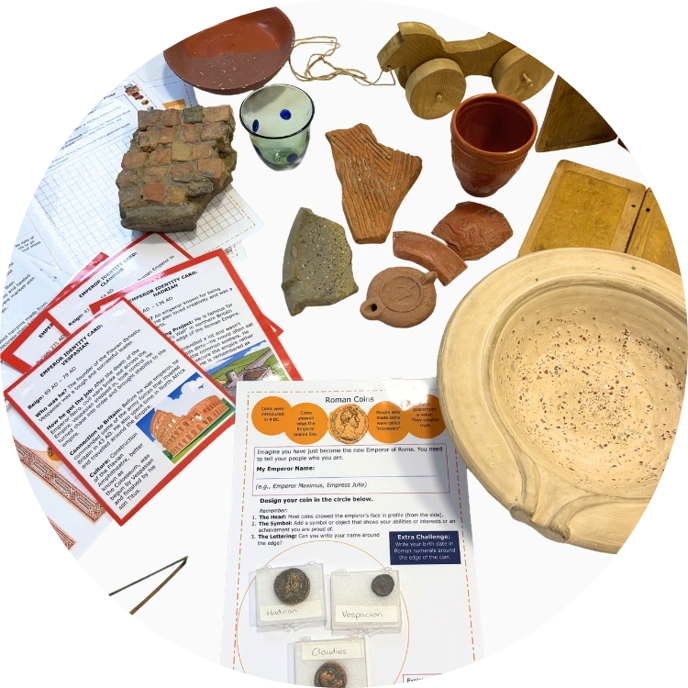Collection of original and replica Roman objects